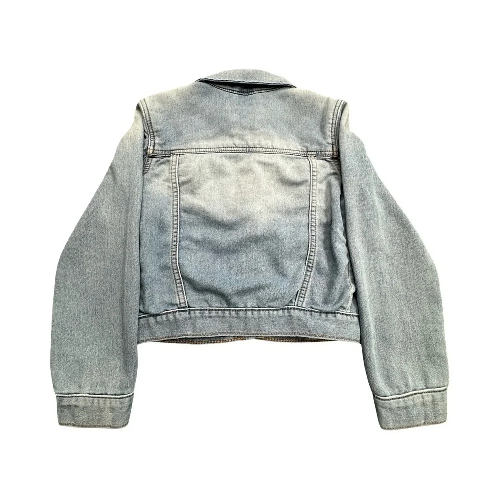Gap Denim Jacket Kids Medium Light Indigo Trucker Classic Faded Stretch